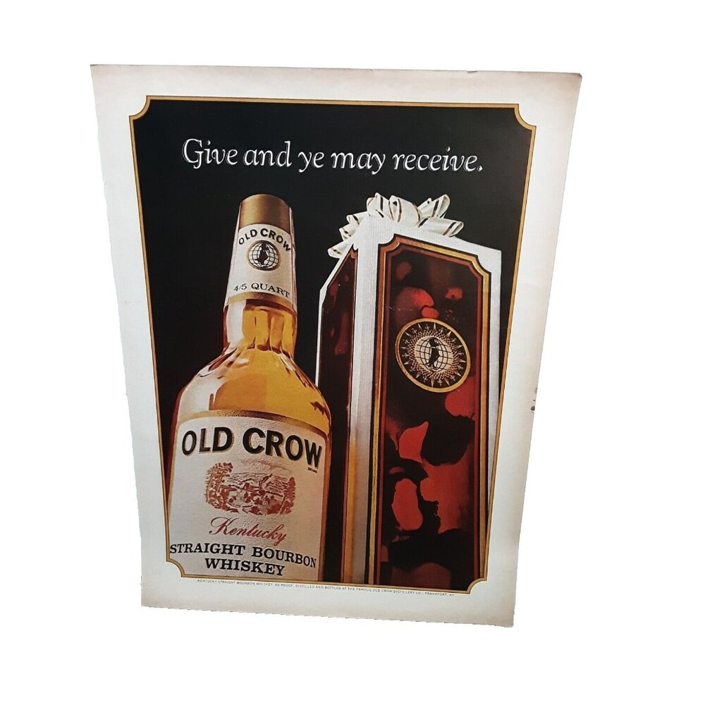 1971 Old Crow Kentucky Straight Bourbon Whiskey Original Print Ad vintage 70s